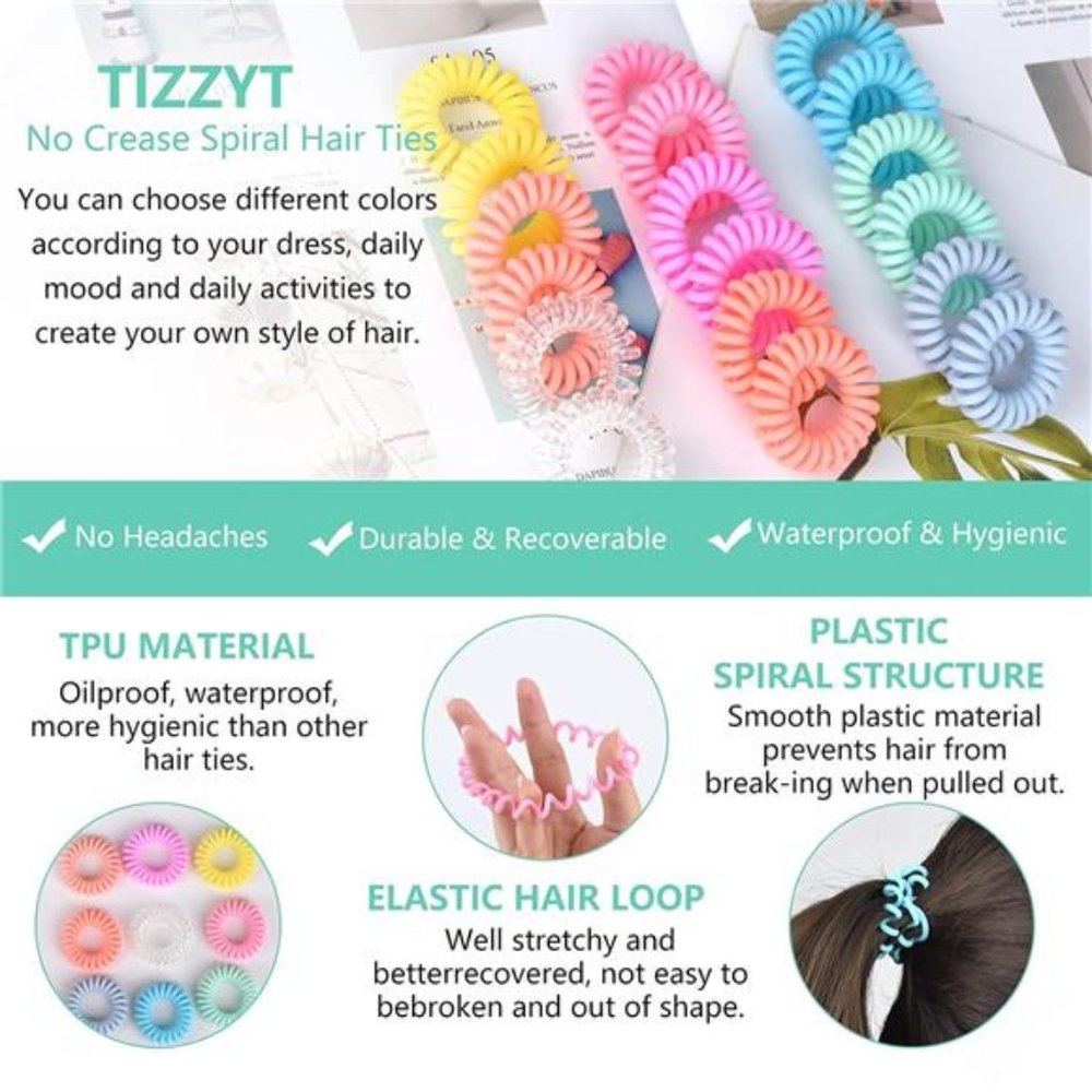 18 Pieces - Macaron Color spiral hair ties - Picture 3 of 4